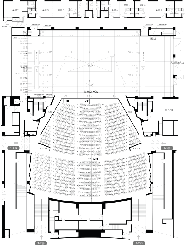 大ホール１Ｆ舞台＋座席表